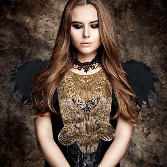 Poncho Collar Natural Feather Short Cape Lace - Picture 7 of 9